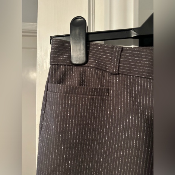 Banana Republic Metallic Grey Pinstripe Ankle Boot Cut Dress Pants Women 2 S New - Picture 3 of 5